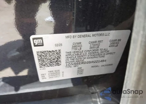 2025 Chevrolet Suburban 4Wd Rst из США, поврежденный, VIN 1GNS6ERD3SR221494